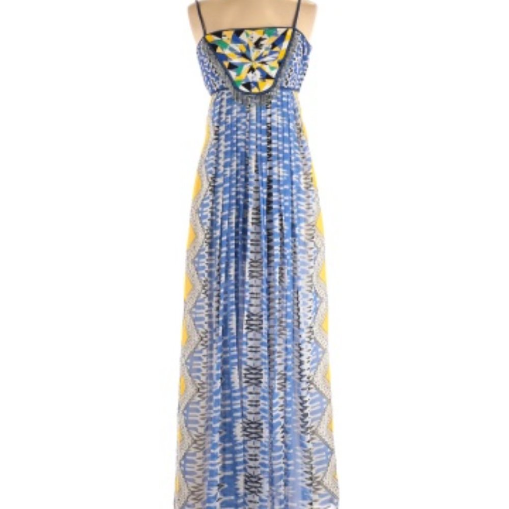 Ranna Gill Beaded Maxi Dress Blue, Yellow. Medium